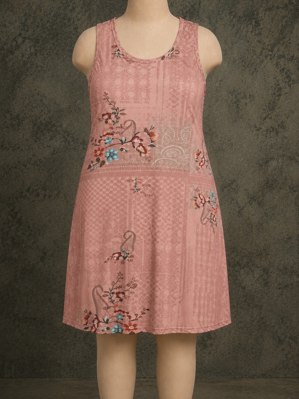 Sleeveless Pink Floral Dress Plus Size - Picture 13 of 13